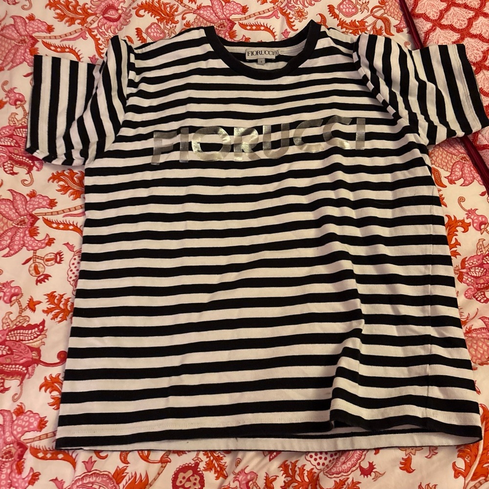 Fiorucci Black and White Striped Cotton Tee